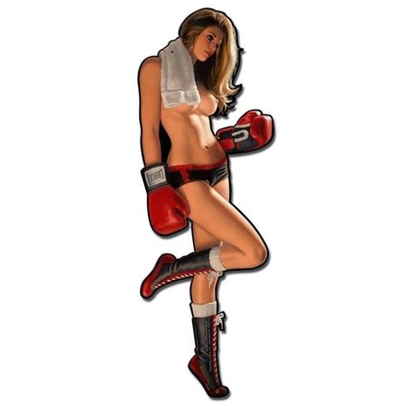 BLUEPRINTS 9 x 26 in. Boxing Girl Plasma Metal Sign BL1126708